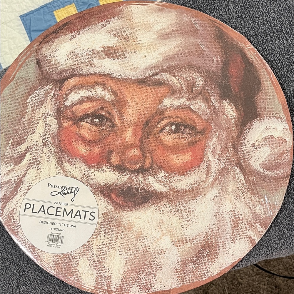 Primitives by Kathy Santa Claus Placemats - Brown and Cream